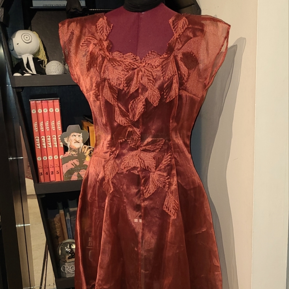 Designer Red Organza Sheer OOAK Dress